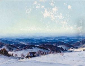 Blick Uber Die Weite Schwarzwaldlandschaft Im Winter Mit Verstreut Liegenden Bauerngehoften by Karl Hauptmann