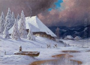 Winterlandschaft Mit Aufziehendem Gewitter