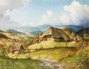 Schwarzwaldhof In Sommerlicher Landschaft Mit Stimmungsvoller Wolkenbildung