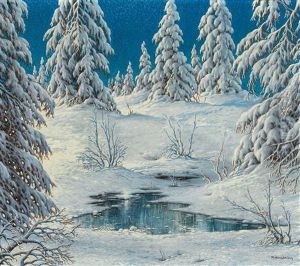 Verschneiter Winterwald Im Schwarzwald by Karl Hauptmann