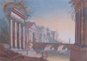 Figures Before An Italian Villa