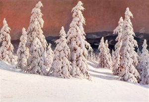 Winter Landscape With Fir Trees At The Black Forest by Karl Hauptmann