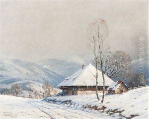 Deeply Snow-covered Black Forest House by Karl Hauptmann
