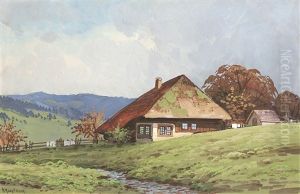 Schwarzwaldhof In Sommerlicher Landschaft by Karl Hauptmann