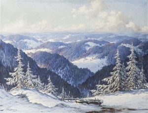 Verschneite Winterlandschaft Im Schwarzwald by Karl Hauptmann