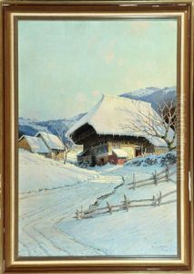 Schwarzwaldhaus Bei Sonniger Winterstimmung by Karl Hauptmann