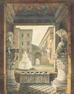 Etude De Sculptures Antiques Dans Une Cour Du Vatican