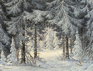 Winterwald Mit Lichtung by Karl Hauptmann
