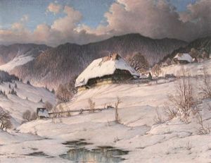 Sonniger Wintertag Im Elztal. Schwarzwaldhof Im Schnee