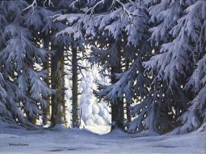 Verschneites Waldinneres by Karl Hauptmann