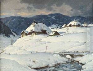 Verschneite Winterlandschaft Bei Bernau Im Schwarzwald by Karl Hauptmann