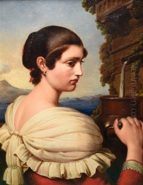La Femme A L"amphore Devant Le Vesuve - view 1