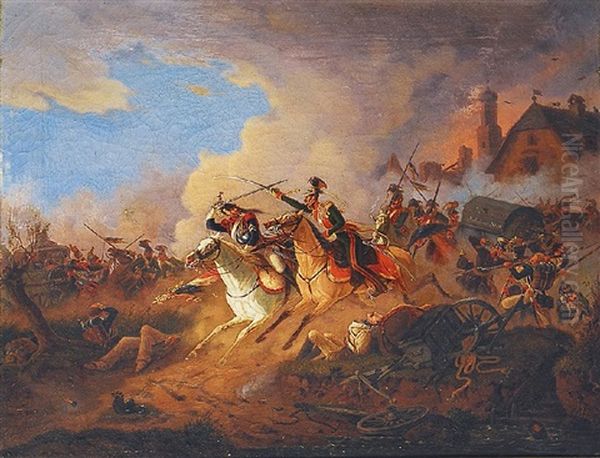 Gefecht Zwischen Napoleonischen Truppen Und Bayerischen Ulanen - view 1