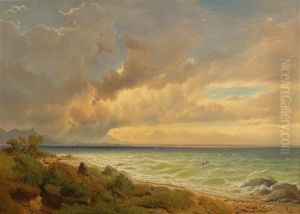 Chiemsee From The East Near Chieming With Approaching Storm