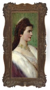 Kaiserin Elisabeth Von Osterreich, Portrat, Die Kaiserin Im Profil Nach Rechts Blickend Mit Diademgeschmucktem Haupt by Rudolf Hausleithner