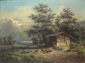 Schweizer Landschaft Parthie Aus Oberterzen... St. Gallen.. by Gustav Hausmann