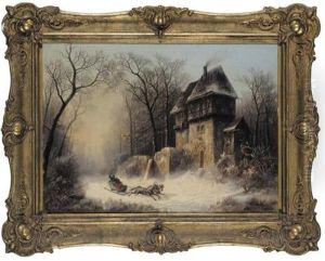A Couple In A Sledge (ein Paar Im Schlitten) by Gustav Hausmann
