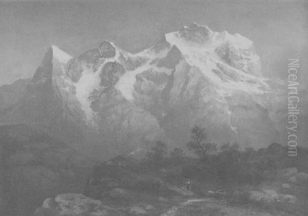 Gebirgslandschaft Mit Einsam Gelegener Almhutte - view 1