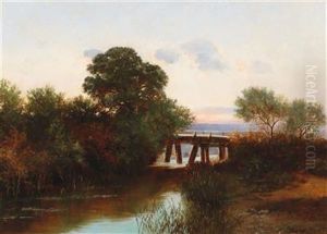 Sunset Over A Landscape With River Sunset Over A Landscape With River