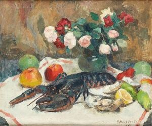 Nature Morte Au Homard Et Aux Huitres by Gaston Haustrate