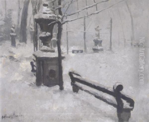 Vue Du Parc De Bruxelles Sous La Neige - view 1