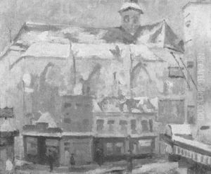 Winterliche Strasenszene by Gaston Haustrate