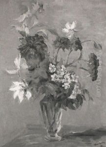 Rote Und Weise Blumen In Glasvase
