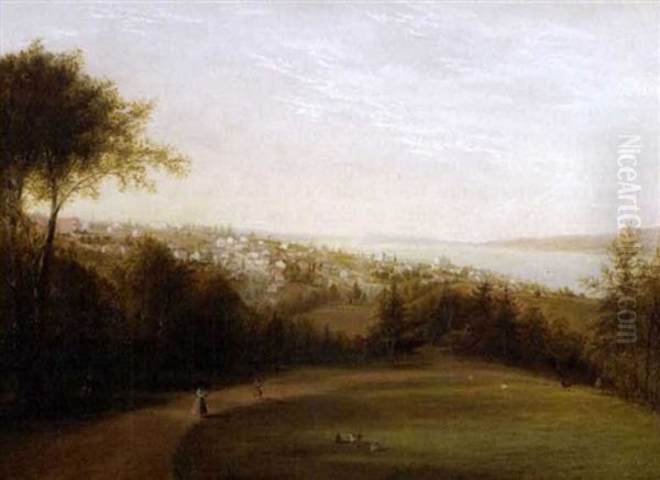 American Landscape Of A View Of Sing Sing, New York, On The Hudson River - view 1