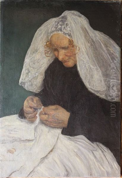 Handwerkende Vrouw In Klederdracht - view 1