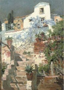 A Garden In Granada, Spain by Hendrik Johannes Haverman