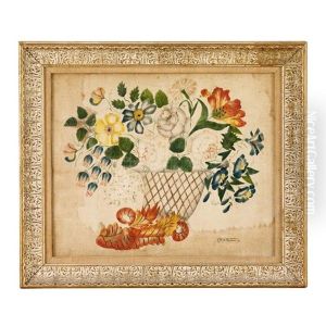 Rare Signed Theorem: Cornucopia With Flowers by Matilda Haviland