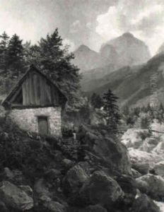 Muhle Im Trentathale Mit Dem Jalouz-gebirge by Jan Trentan Havlicek