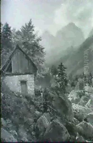 Muhle Im Trentathale Mit Dem Jalouz-gebirge - view 1