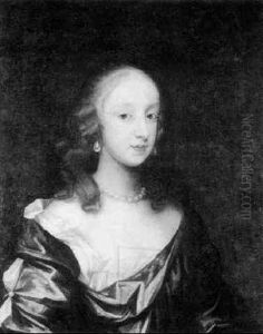 Portrait Of A Young Lady, Bust Length, Wearing Silk Dress by Thomas Hawker
