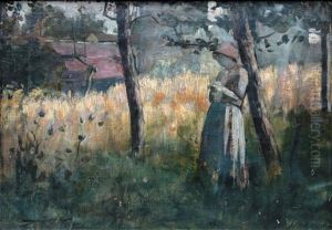 Jeune Femme Adossee A Un Arbre by Louis Welden Hawkins