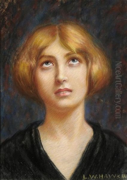 Blonde Frau Nach Oben Blickend - view 1