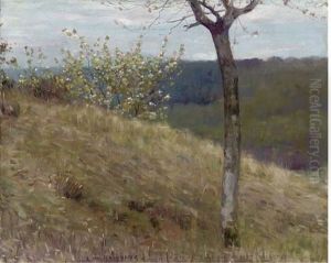 Trees In Blossom On A Hillside by Louis Welden Hawkins