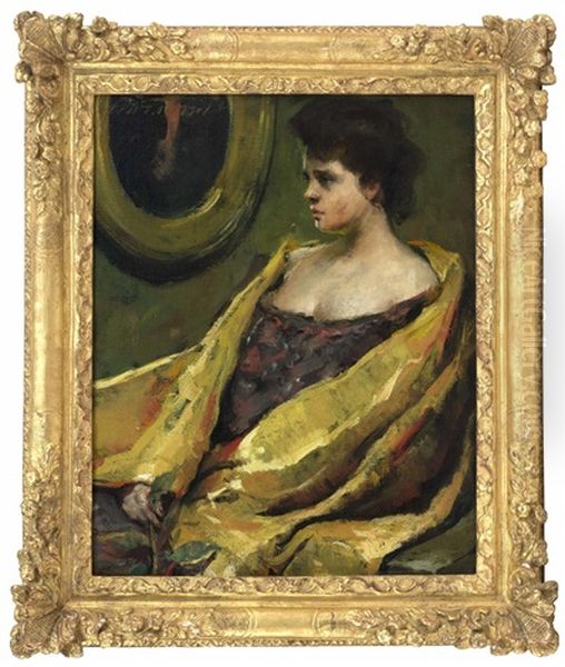 Portrait Of A Woman With A Yellow Shawl - view 1