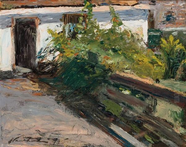 Building Exterior With Fence And Greenery - view 1
