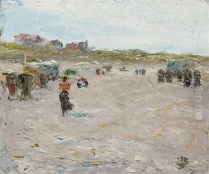 Beach Scene With Figures And Buildings Beach Scene With Figures And Buildings