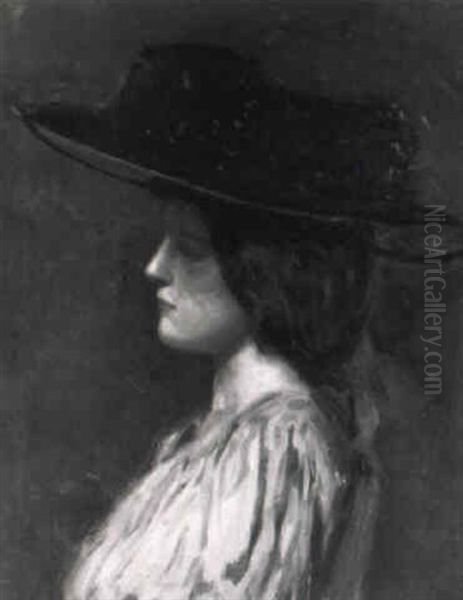 Portrait Of A Lady In A Black Hat - view 1