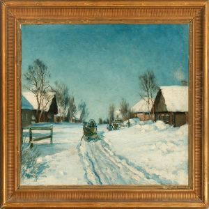 Winter In A Russian Village by Mikhail Abramovich Balunin