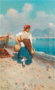 On The Beach At Naples by Bernardo Hay