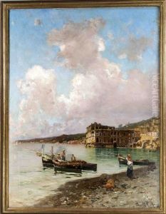 Morgenstimmung Mit Neapolitanischen Fischern Am Strand by Bernardo Hay