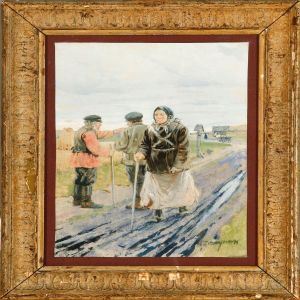 Femalepilgrim On A Russian Countryside Road by Mikhail Abramovich Balunin