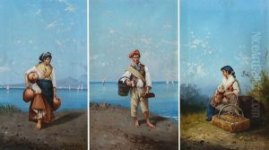 Scorci Di Vita Partenopea (triptych) by Bernardo Hay