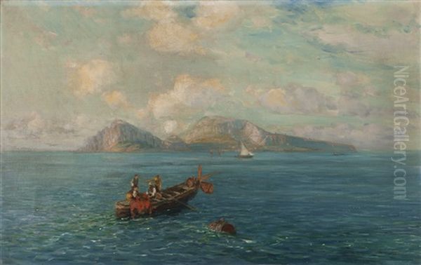 View Of Fishermen And The Island Of Capri - view 1