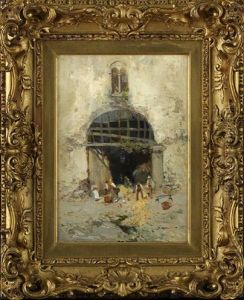 View Of A Market In Naples by Bernardo Hay