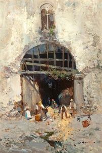 Entrance To The Market, Naples by Bernardo Hay