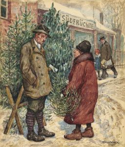 Beim Weihnachtsbaumverkauf by Hans Baluschek